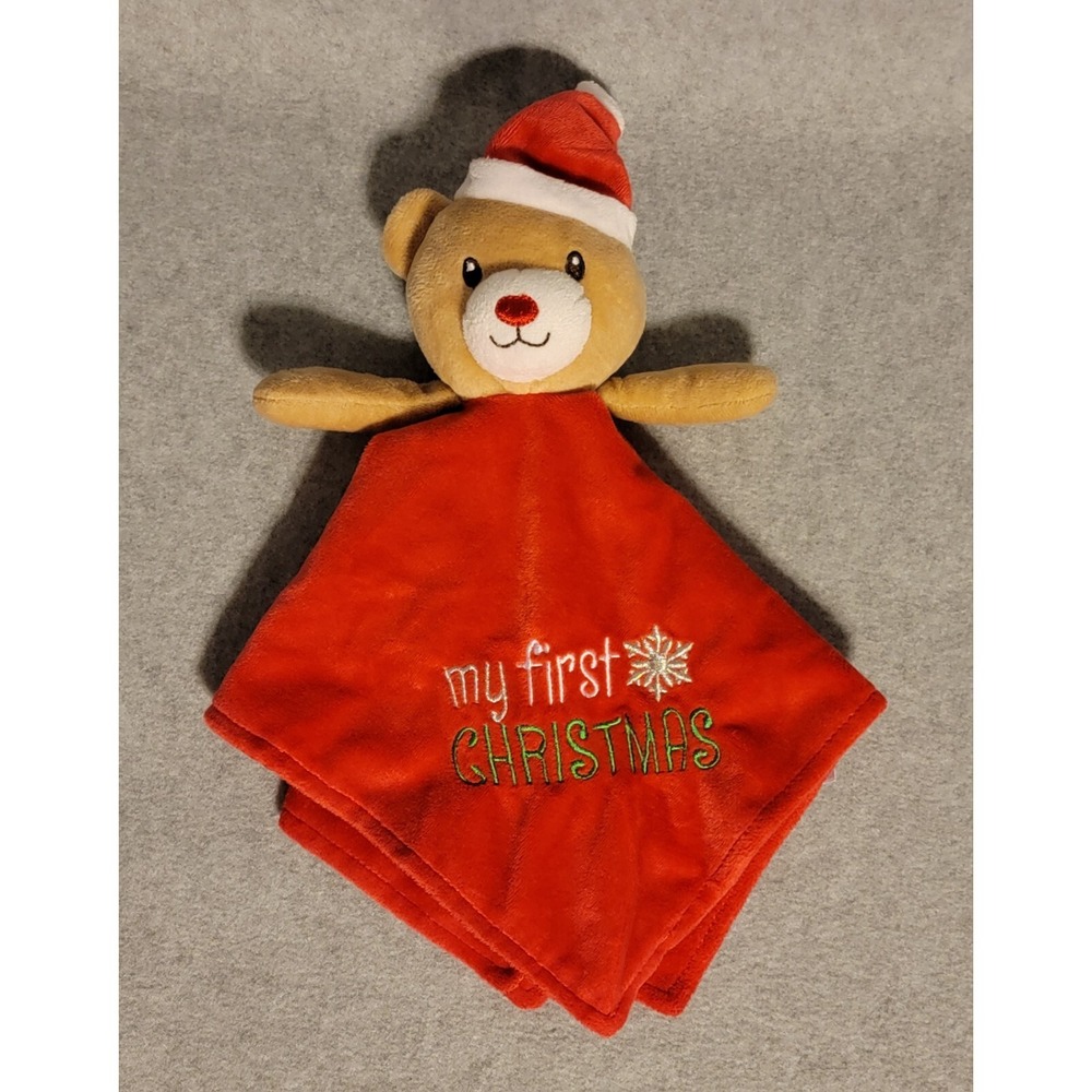 Baby Starters My First Christmas Lovey Bear Santa Red Security Blanket Rattle
